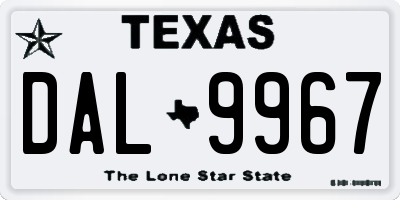 TX license plate DAL9967