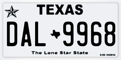 TX license plate DAL9968
