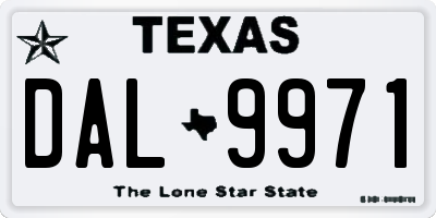 TX license plate DAL9971