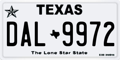TX license plate DAL9972