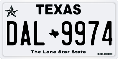 TX license plate DAL9974