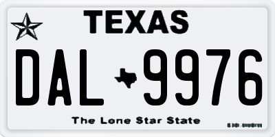 TX license plate DAL9976