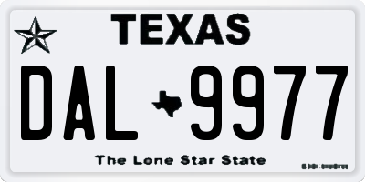 TX license plate DAL9977