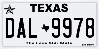 TX license plate DAL9978