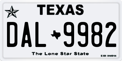 TX license plate DAL9982