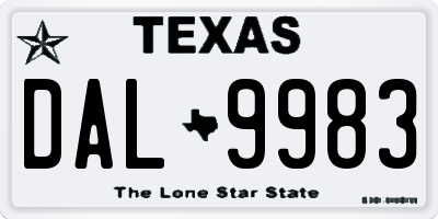 TX license plate DAL9983