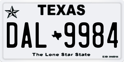 TX license plate DAL9984