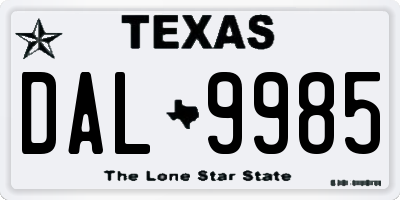 TX license plate DAL9985