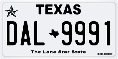 TX license plate DAL9991