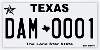 TX license plate DAM0001