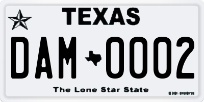TX license plate DAM0002