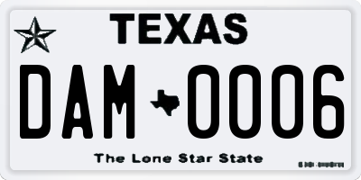 TX license plate DAM0006