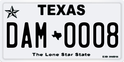 TX license plate DAM0008