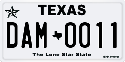 TX license plate DAM0011