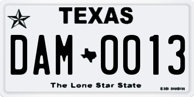 TX license plate DAM0013