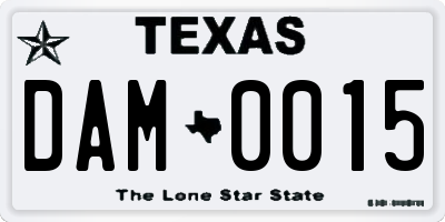 TX license plate DAM0015
