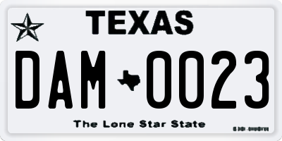TX license plate DAM0023