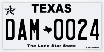 TX license plate DAM0024