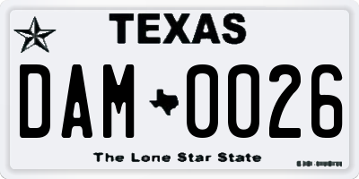 TX license plate DAM0026