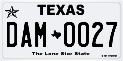 TX license plate DAM0027
