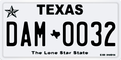 TX license plate DAM0032
