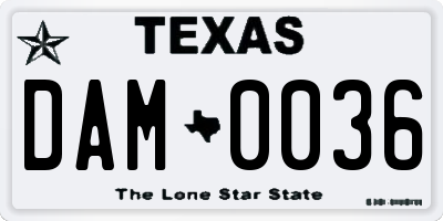 TX license plate DAM0036