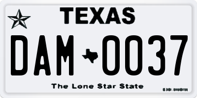 TX license plate DAM0037