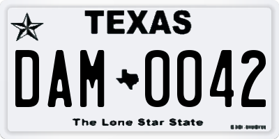 TX license plate DAM0042