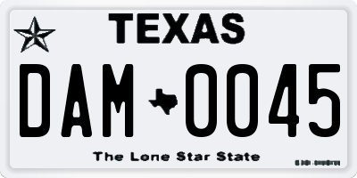 TX license plate DAM0045
