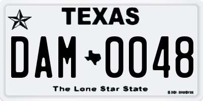 TX license plate DAM0048