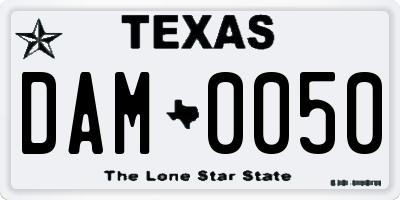 TX license plate DAM0050