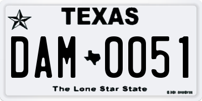 TX license plate DAM0051