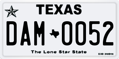 TX license plate DAM0052