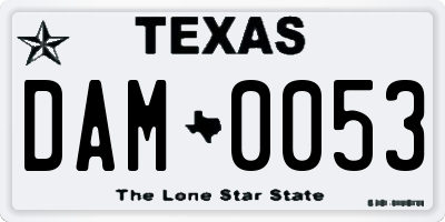 TX license plate DAM0053