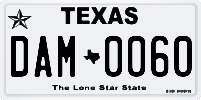 TX license plate DAM0060