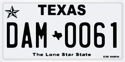 TX license plate DAM0061