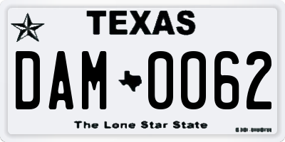 TX license plate DAM0062