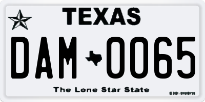 TX license plate DAM0065