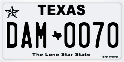 TX license plate DAM0070
