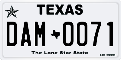 TX license plate DAM0071