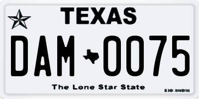 TX license plate DAM0075