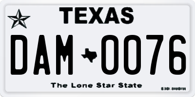TX license plate DAM0076