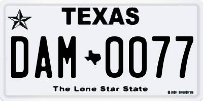 TX license plate DAM0077