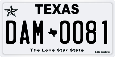 TX license plate DAM0081