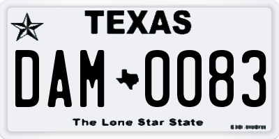 TX license plate DAM0083