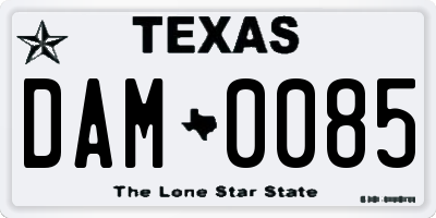 TX license plate DAM0085