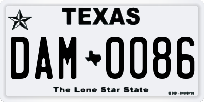 TX license plate DAM0086