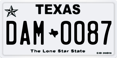 TX license plate DAM0087