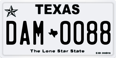 TX license plate DAM0088