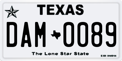 TX license plate DAM0089